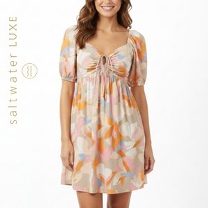 XS Saltwater Luxe 100% Rayon Floral Smocked Mini Dress